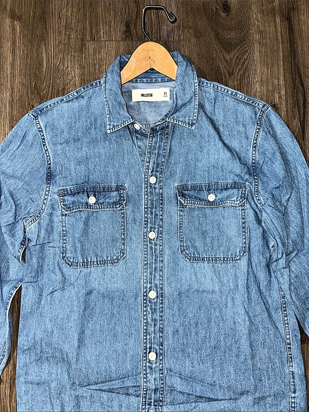 Hollister Denim Shirt Jacket 100% Cotton Blue XS Women’s - Picture 2 of 6